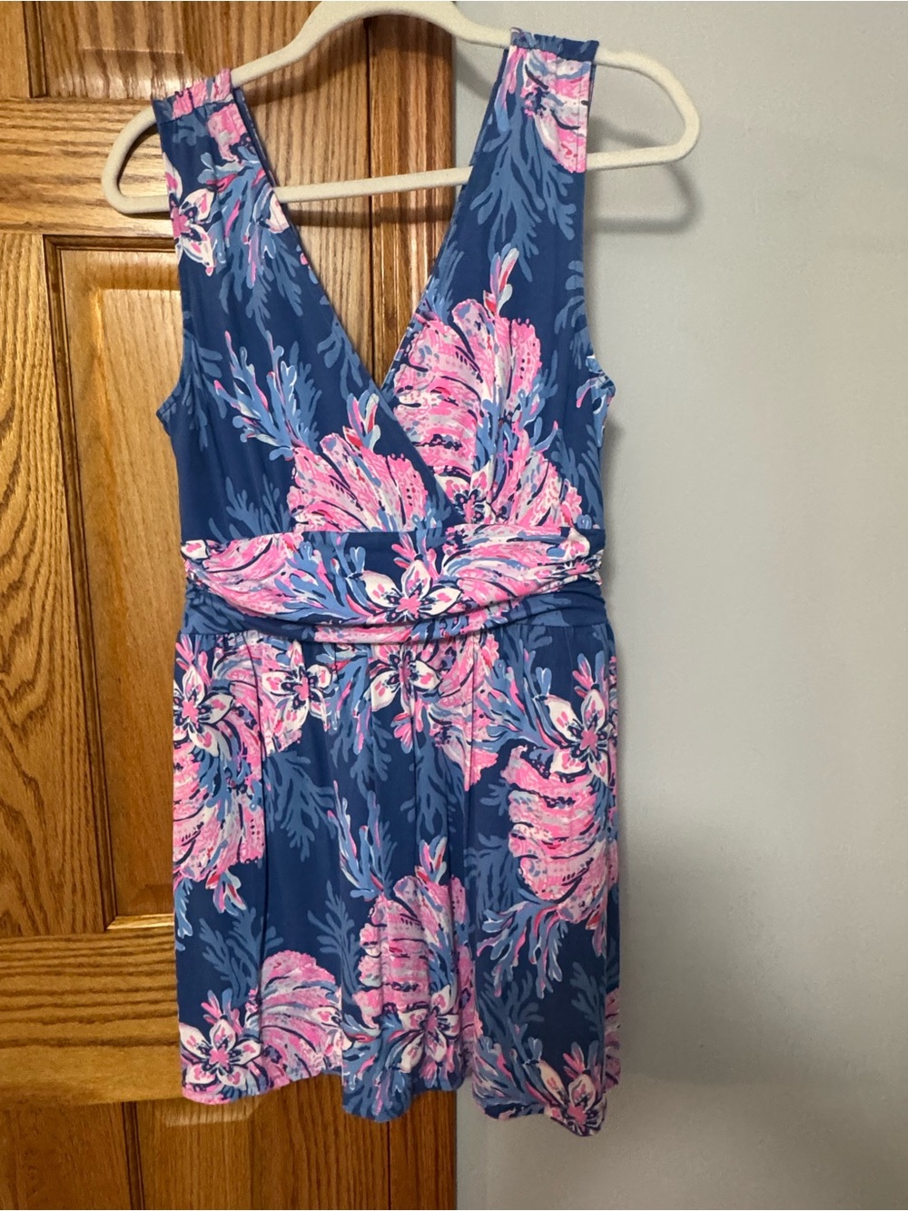 Lilly Pulitzer Clara Romper pink blue  dress skort medium ☀️🌊🌸🌴